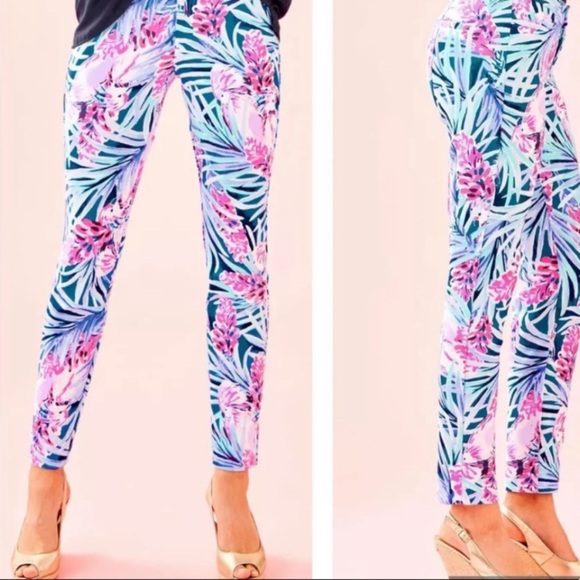 Lilly Pulitzer Mr Peacock B Tweethearts Skinny Pants Kelly Knit Women’s Plus 16 - Picture 1 of 10
